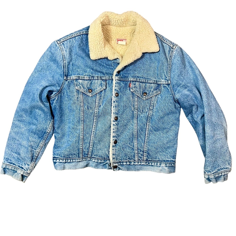 Vintage Levis Denim Sherpa Trucker Jacket Mens Size 46 Made in USA
